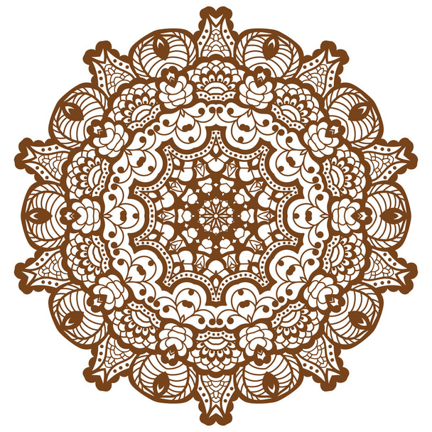 Round brown mandala. - Vetor, Imagem