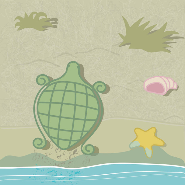 Sea Turtle Shore - Vetor, Imagem
