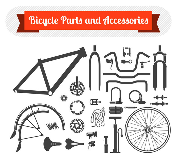 Bicycle parts and accessories - Vector, Image