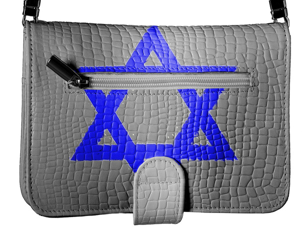 Joodse ster geschilderd op krokodil huid portemonnee - Foto, afbeelding