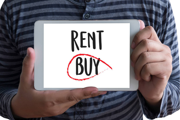 Buy not rent  concept. Choosing buying over renting - Fotoğraf, Görsel