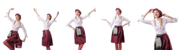 Vrouw in traditionele Schotse kleding - Foto, afbeelding