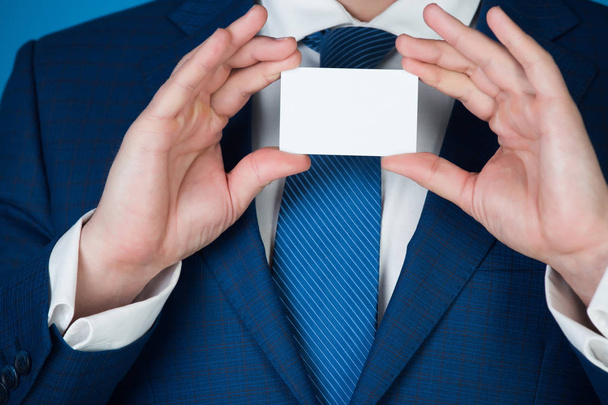 blank business card in hands of man or executive - Photo, Image