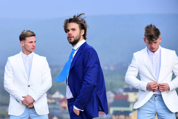 business fashion, young people in white and blue outfit, marketing - Foto, immagini