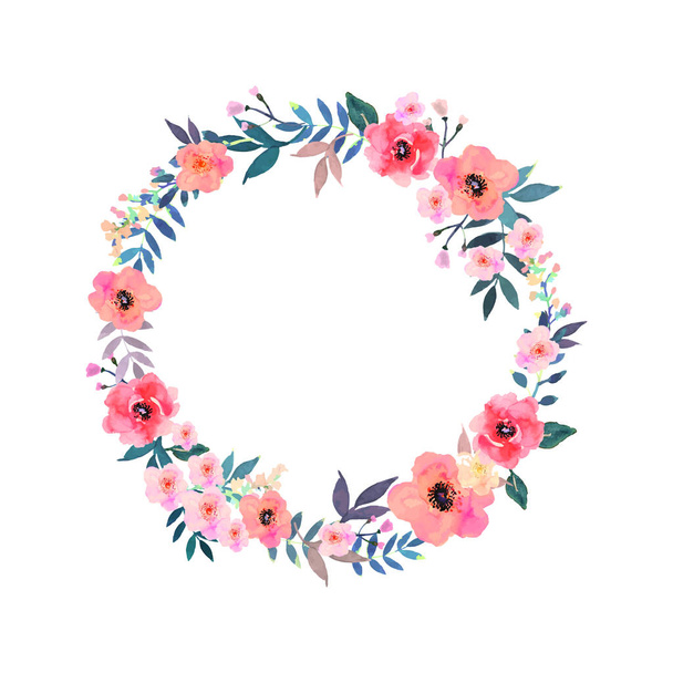 Colorful flowers wreath . Elegant floral collection with beautif - Вектор,изображение