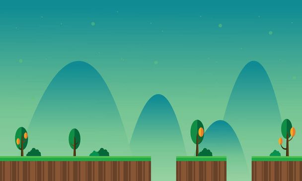 Landscape mountain cartoon for game background - Vector, Image
