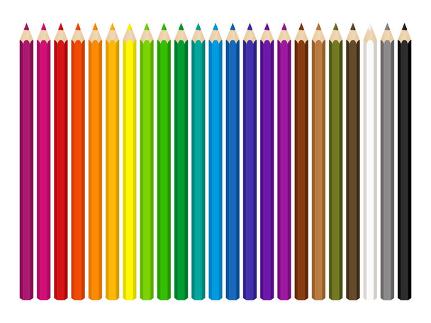 vector set of colored pencils on white background - Vector, Imagen