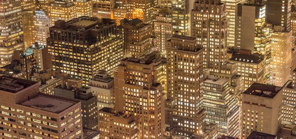 Widok na Nowy Jork Manhattan w godzinach zachodu słońca - Zdjęcie, obraz