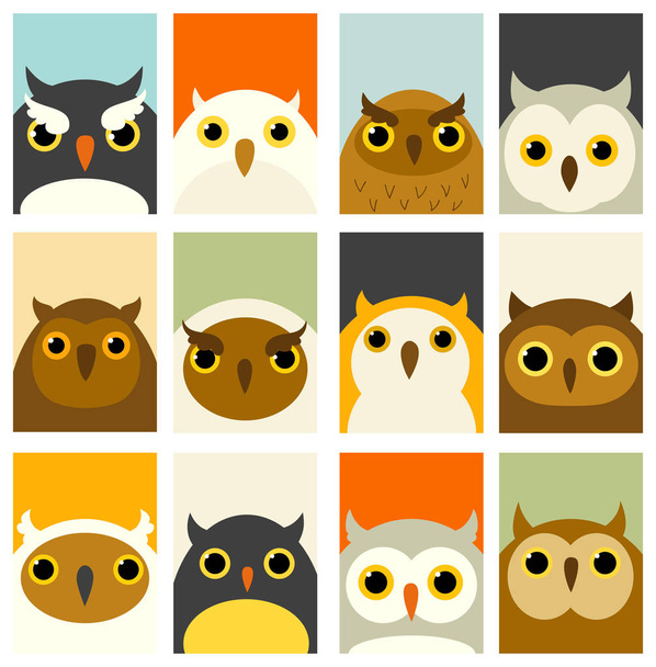 Set of banners with cute owls - Вектор, зображення