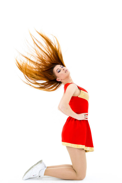 cheerleader in red costume  - Foto, afbeelding