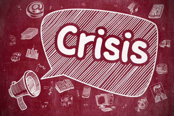 Кризис - ручная иллюстрация на красной доске
. - Фото, изображение