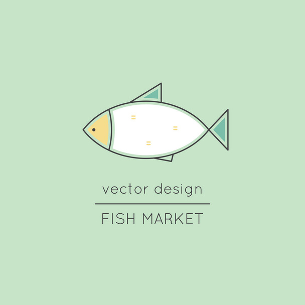 Fish market line icon - Vetor, Imagem