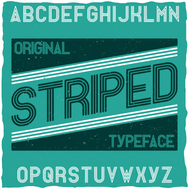 Striped vintage label typeface. - Vector, Image