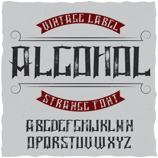 Vintage label typeface named Alcohol. - Vector, Image