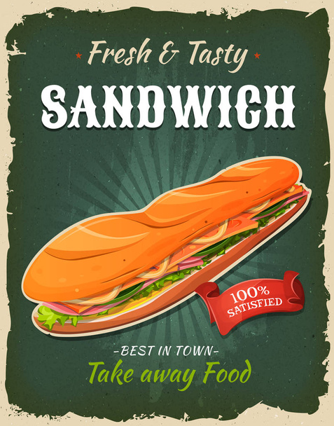 ファーストフードのフランス ・ パンのサンドイッチ アイコンが作られて、スナック、メニューを奪う - ベクター画像