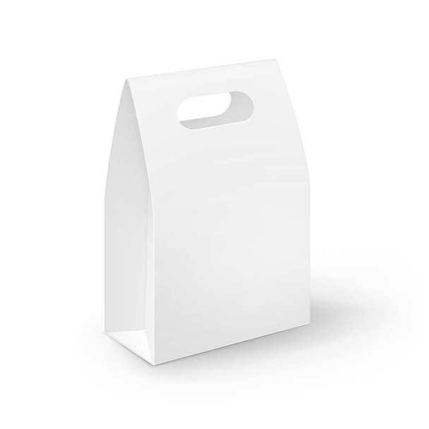Vector White Blank Cardboard Rectangle Take Away Handle Lunch Box Packaging For Sandwich, Food, Gift, Other Products - Vettoriali, immagini