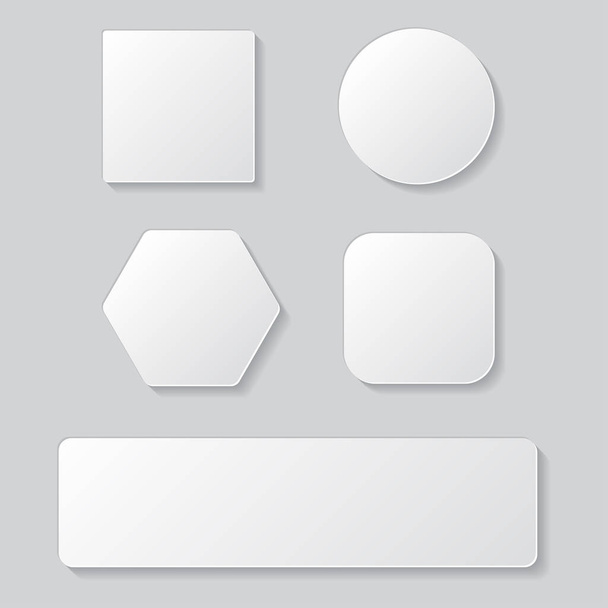 Set of white blank button. Round square rounded buttons - Vektör, Görsel