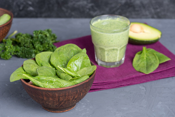 bowl of fresh spinach - Photo, Image