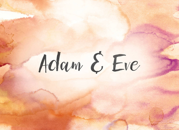 アダムとイブの概念水彩画と水墨画 - 写真・画像