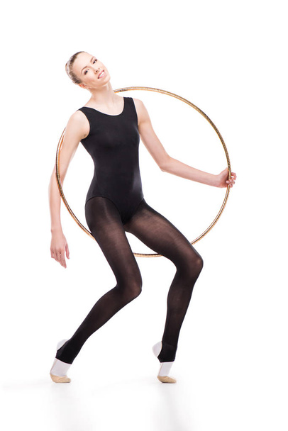 rhythmic gymnast with hoop - Фото, зображення