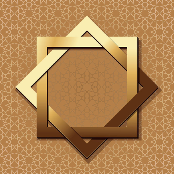 Golden frame in arabic style - Vector, Imagen