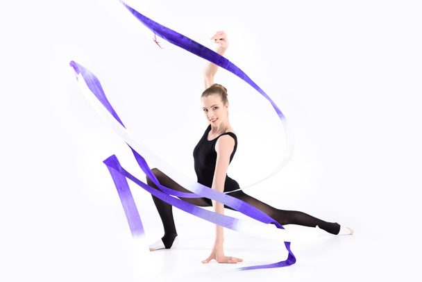 Rhythmic gymnast with ribbon  - Foto, imagen