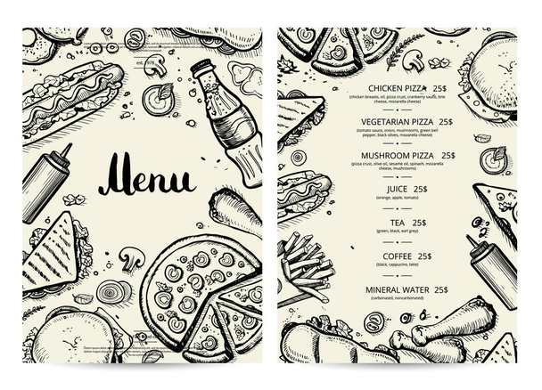 Food and drink menu design with prices - Vector, Image