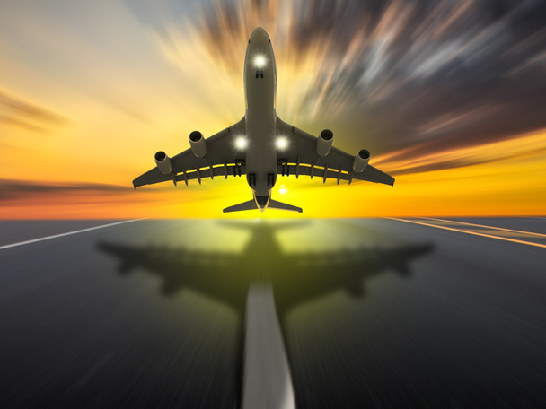 Passagierflugzeug fliegt auf  - Foto, Bild
