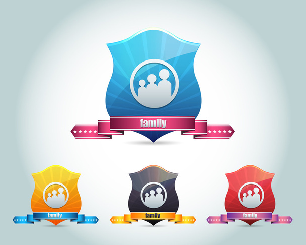 Vector brillante familia icono botón y multicolor
 - Vector, Imagen
