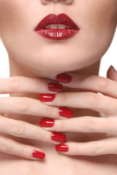 Young woman with red lips - Foto, Imagem