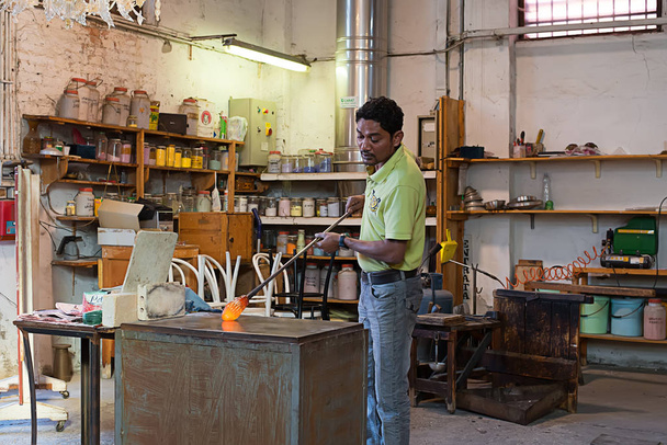 Glass blowing show in Murano, Italy - 写真・画像