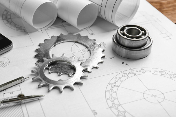 Engineering supplies and blueprints - Photo, image