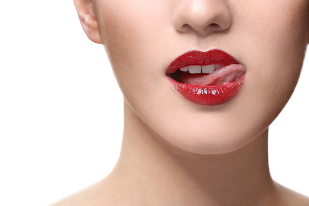 Woman with red lips  - 写真・画像