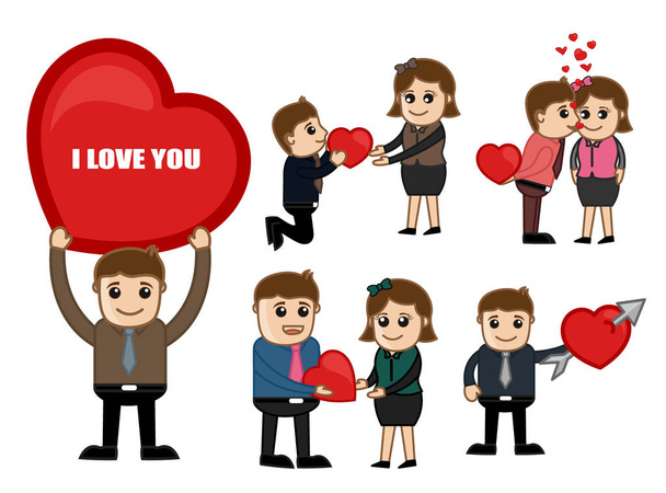Valentine's Day Cartoon Illustrations - Vector, Image