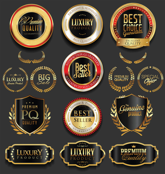 Golden luxury badges retro design collection - Vector, Image