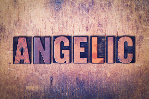 Angelic Theme Letterpress Word on Wood Background - Photo, Image