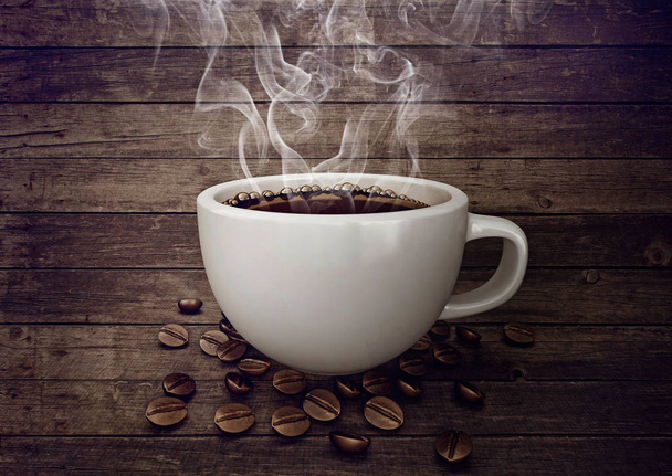 xícara de café no fundo de madeira - Foto, Imagem