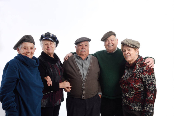 Personas mayores con sombrero en blanco
 - Foto, Imagen