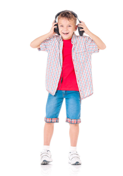 Little boy with headphones - Φωτογραφία, εικόνα