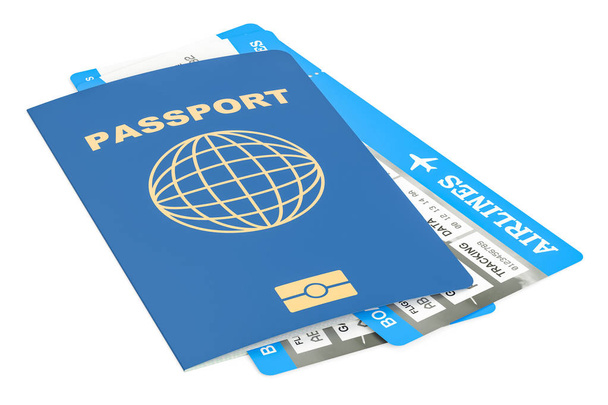 Concept de voyage. Passeport et billets. rendu 3D
 - Photo, image