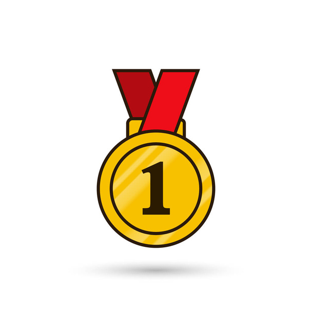 Medal Icon 1 first place, vector color symbol. - Vector, Image