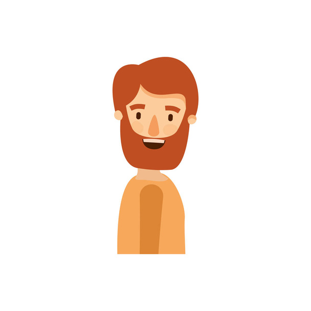 caricature colorée vue de côté demi corps homme barbu
 - Vecteur, image