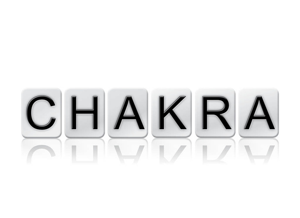 Concetto di chakra Parola piastrellata isolato su bianco
 - Foto, immagini