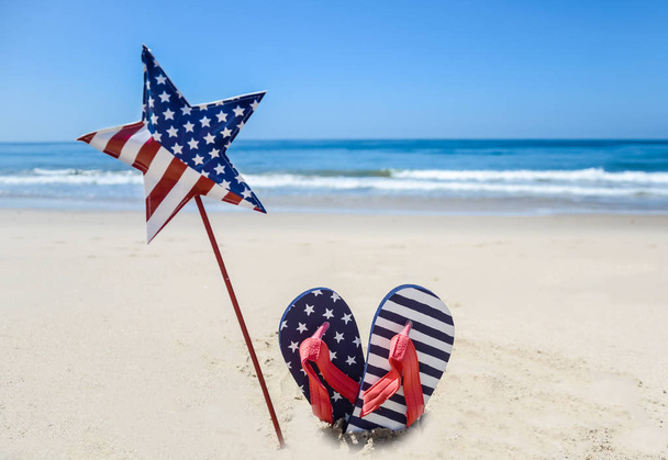 Vlastenecké Usa pozadí na písečné pláži - Fotografie, Obrázek