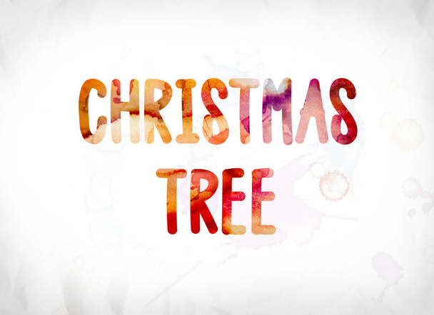 Christmas Tree Concept Painted Watercolor Word Art - Фото, изображение