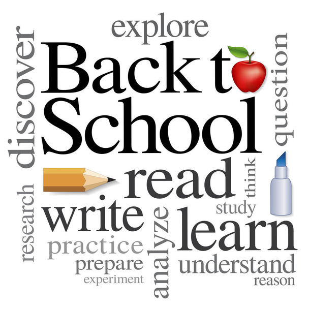 Back to School Word Cloud, Apple for the Teacher - Vector, Image