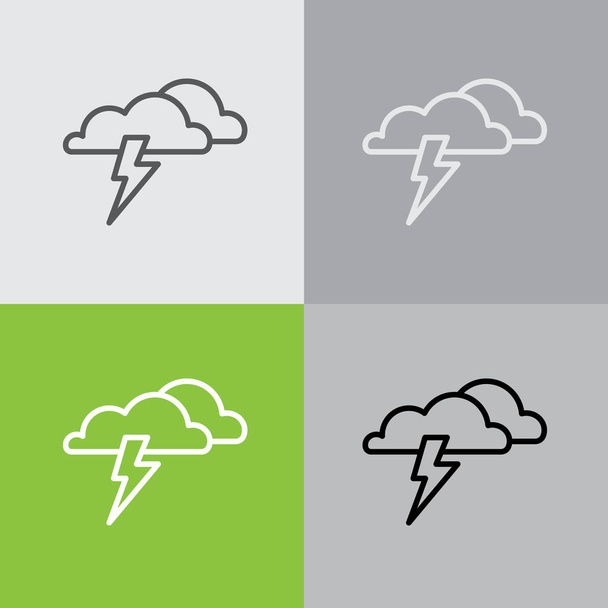 set of thunderclouds and lightning icons - Vector, Image