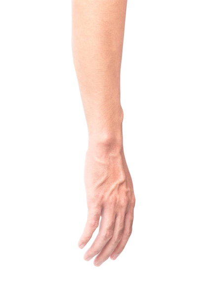 Мужская рука с венами крови на белом фоне с вырезкой путь, здравоохранение и медицинская концепция
  - Фото, изображение