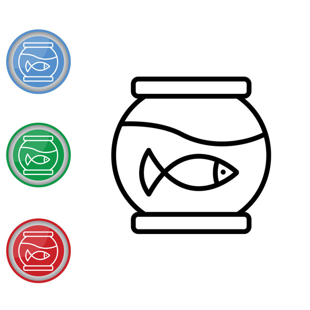 Aquarium lijn pictogram - Vector, afbeelding
