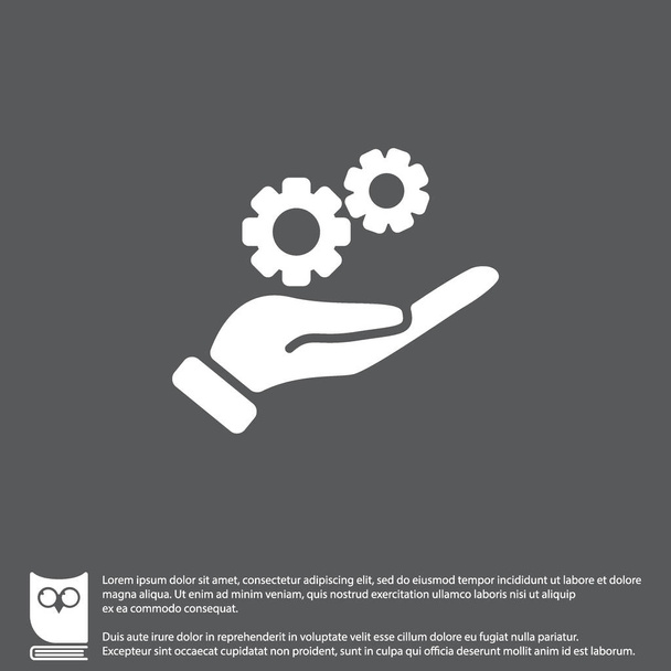 cogs in hand simple icon - Vector, Image